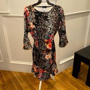 Bright beautiful flowers on black and white print